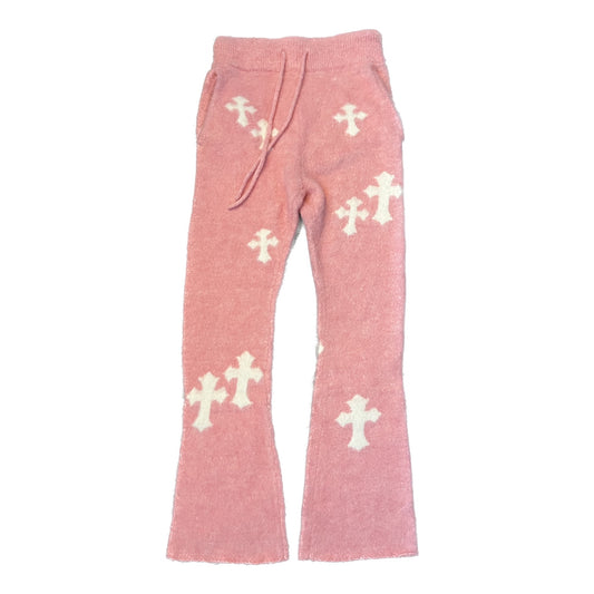Pink Flared Mohair Sweats